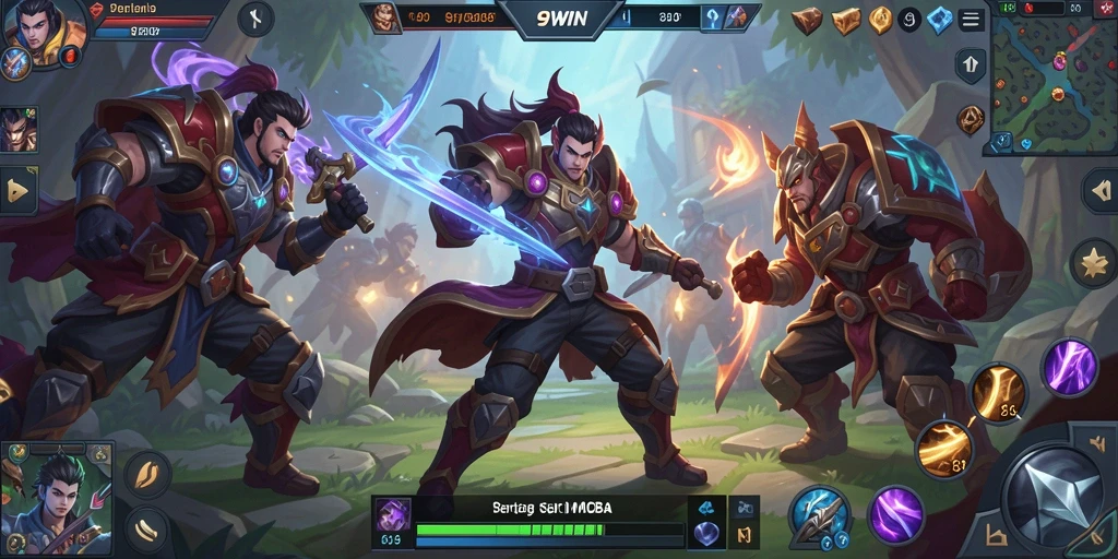 Tangkapan layar gameplay <strong>9WIN</strong> menunjukkan pertarungan yang intens antara dua tim.