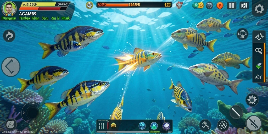 Tampilan menarik dari gameplay seru Tembak Ikan AGAM69.