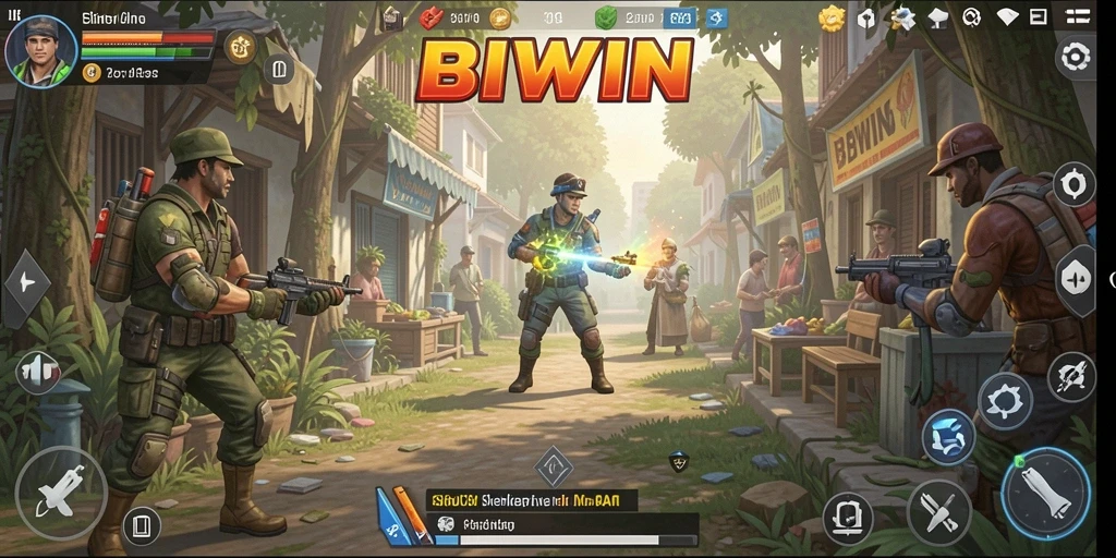 Tampilan gameplay menarik dari BIWIN dengan karakter yang berinteraksi.
