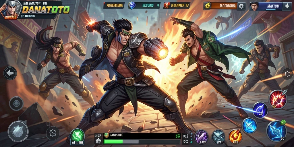 Tampilan utama gameplay DANATOTO yang mendebarkan dan penuh aksi.
