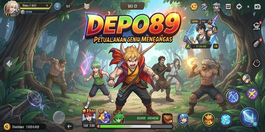Tangkapan layar DEPO89 menampilkan aksi karakter anime yang menegangkan.