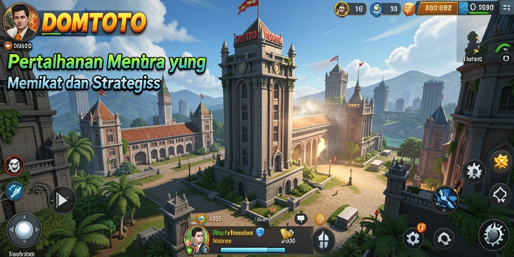 Tampilan gameplay menara pertahanan yang strategis dan seru di DOMTOTO.