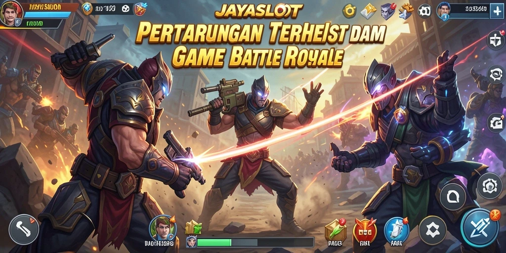 Screenshot gameplay JAYASLOT menampilkan aksi Battle Royale yang intens.