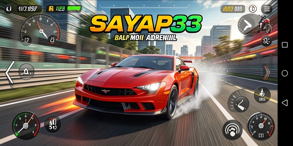 Tampilan gameplay intens dari balap mobil di SAYAP33.